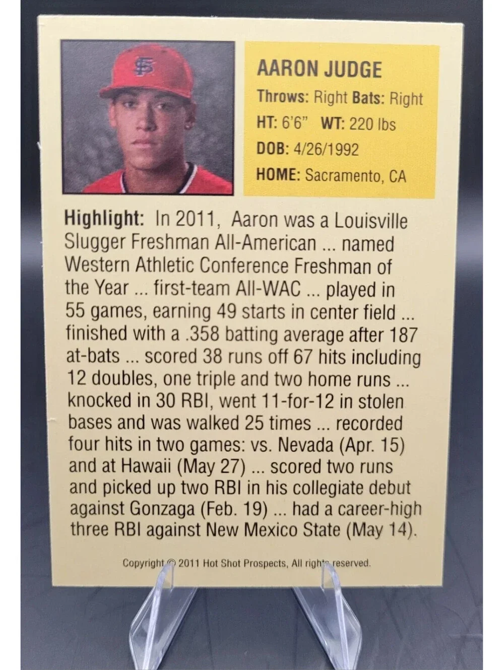 2011 Hot Shot Alaska League Prospects Aaron Judge Future Stars